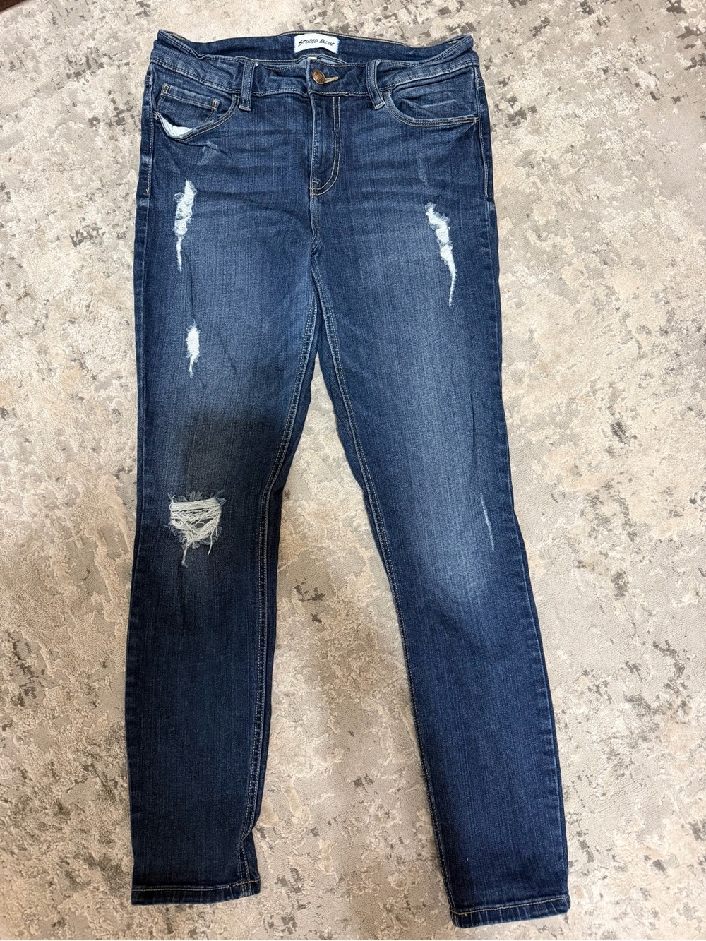 Studio Dark Blue Distressed Women's Skinny Jeans
